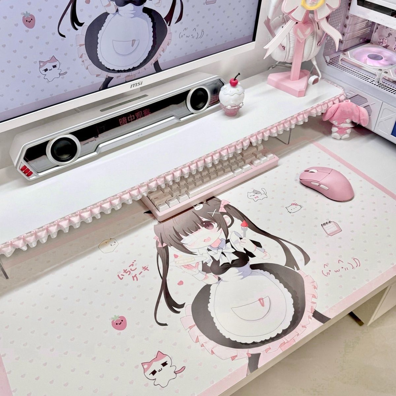 Leather Desk Pad - Cute Anime Maid Girl PU Leather