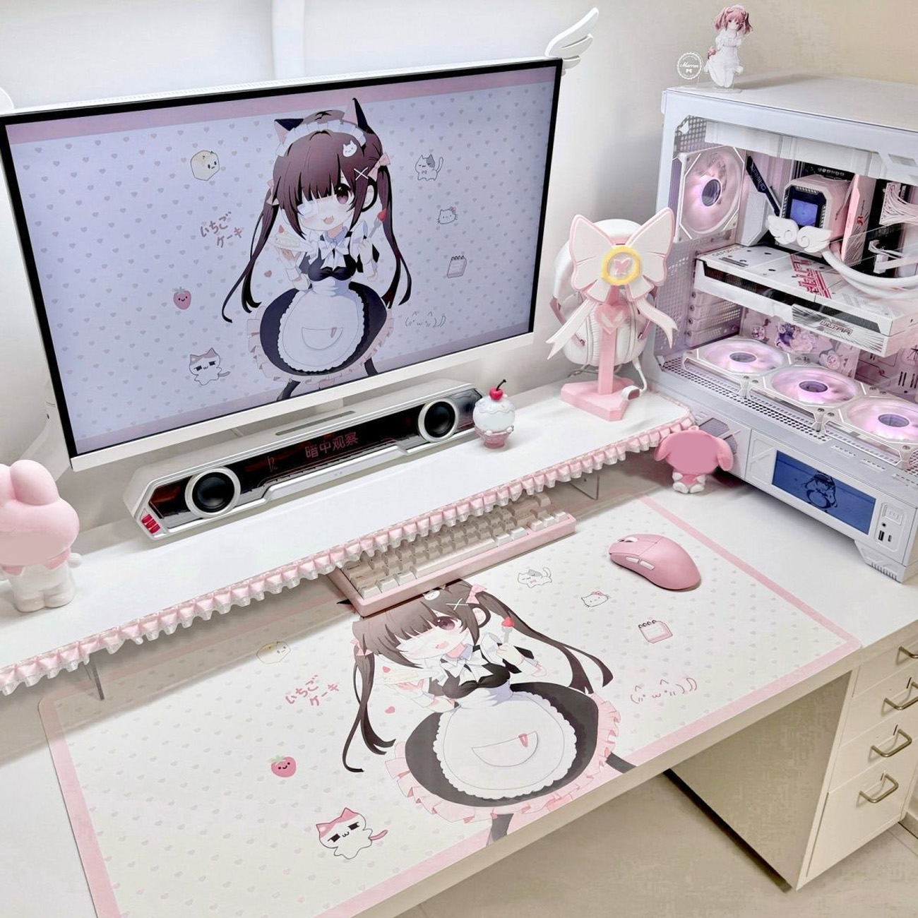 Cute Anime Maid Girl PU Leathe - đánh giá và giá Leather Desk Pad